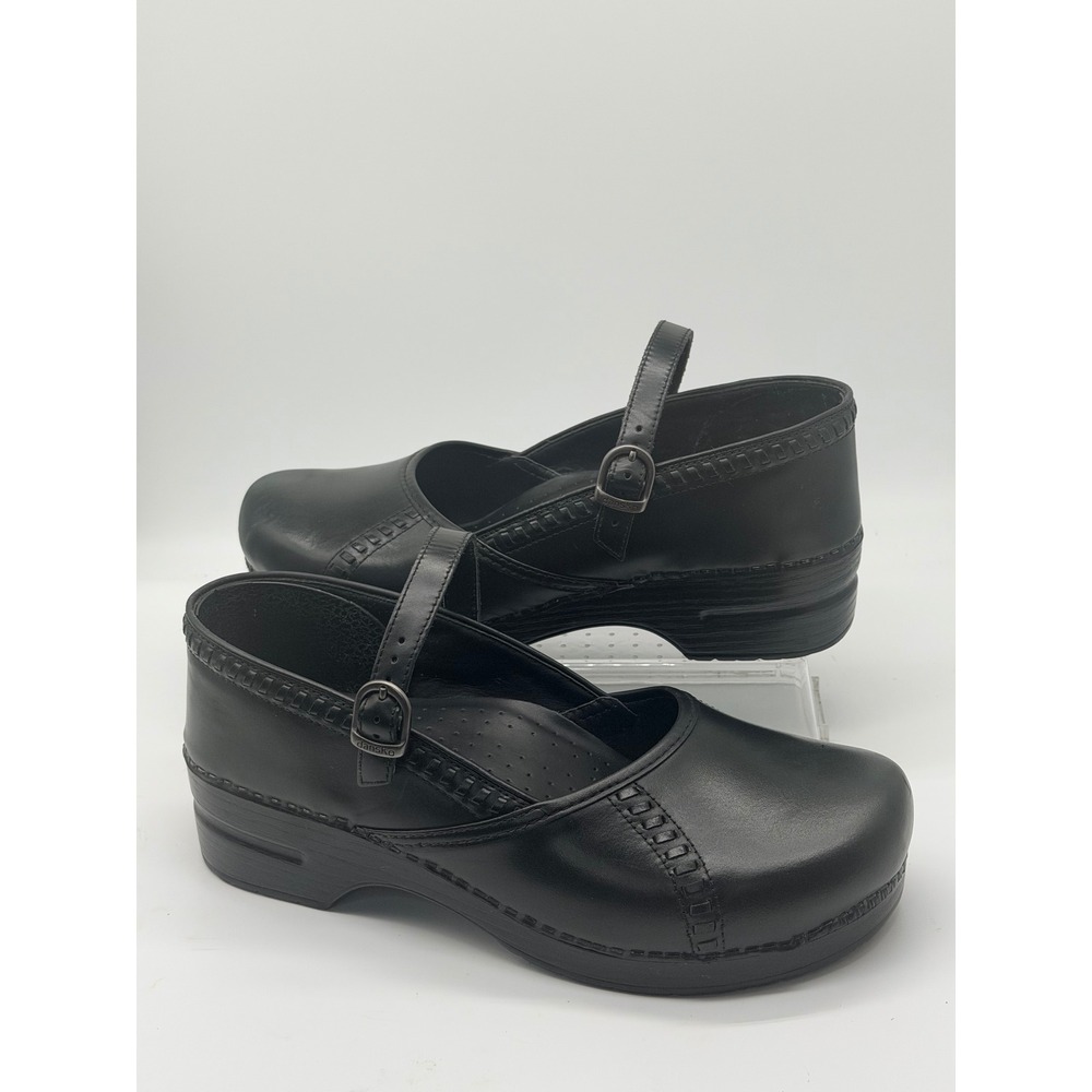 Dansko Mary Jane Clogs Womens 10 42 Black Leather Comfort Shoes Buckle